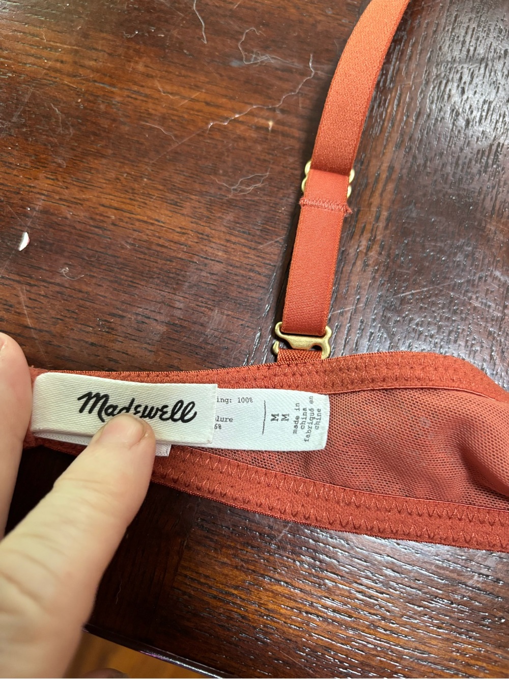 Madewell Terracotta Mesh Bralette with Adjustable Straps